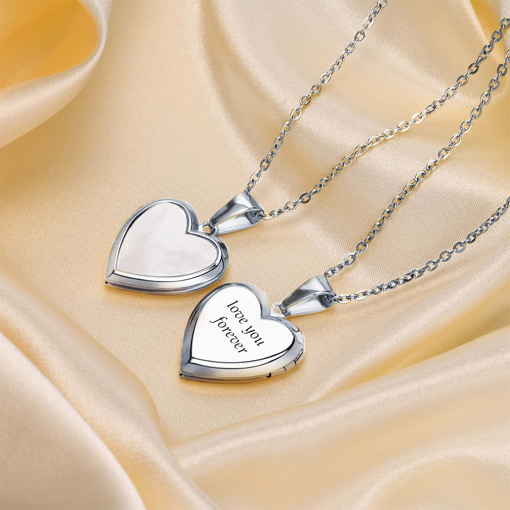 Personalised Heart Shaped Locket Necklace Custom with 2 Photos and 1 Text  for Her | Jessemade