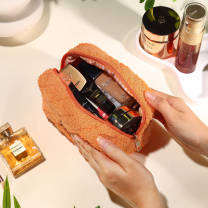 Personalised Embroidered Name Makeup Bag Bridesmaid Cosmetic Pouch Furry Toiletry Organizer Christmas and Bridal Shower Gift Gift for Her | Jessemade