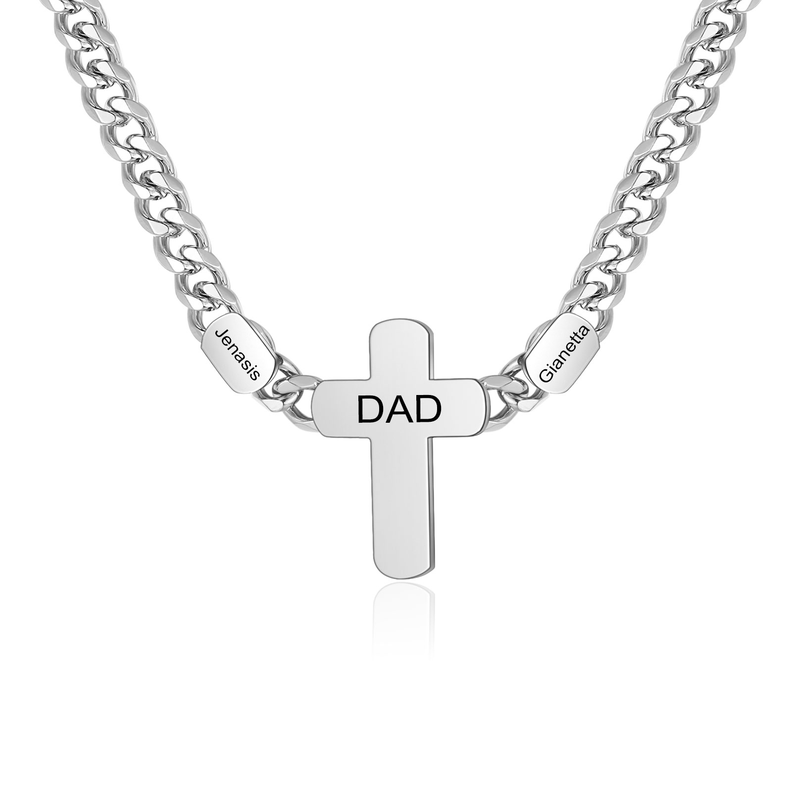 Personalised Men’s Necklace – Stainless Steel Chain Customized with 2-4 Names and Texts – Gift for Dad | Jessemade