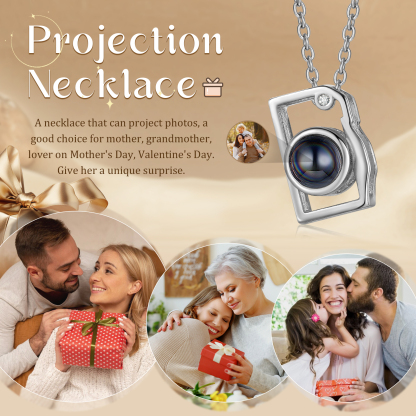 Personalised Camera Projection Necklace – Customised with 1 Photo and Sleek Design in 3 Colours – Valentine’s Day Gift for Couple | Jessemade