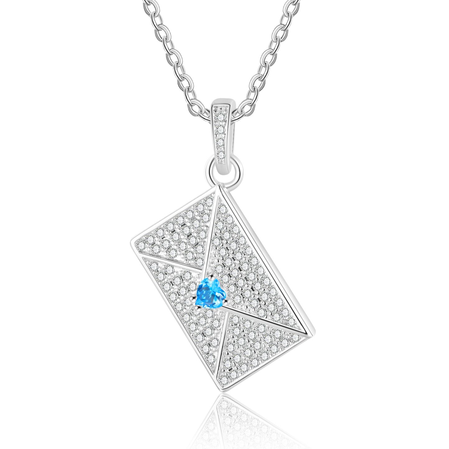 Personalised Envelope Pendant Necklace - Customised with 1 Photo & 1 Birthstone, Available in 4 Colours, Valentine’s Day Gift for Couple | Jessemade