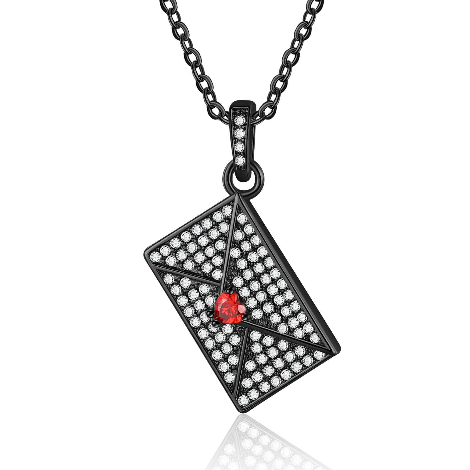 Personalised Envelope Pendant Necklace - Customised with 1 Photo & 1 Birthstone, Available in 4 Colours, Valentine’s Day Gift for Couple | Jessemade