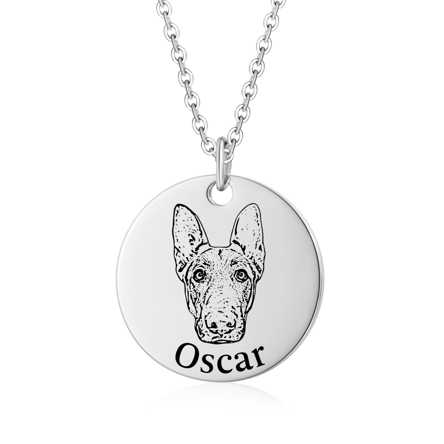 Personalised Pet Round Necklace Engraved Pets Face and Name Gift for H