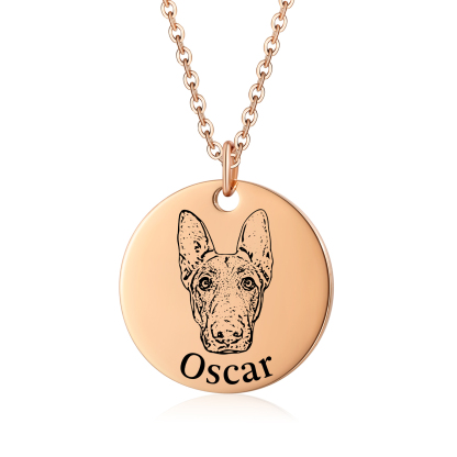 Personalised Pet Round Necklace Engraved Pets Face and Name Gift for Her | Jessemade