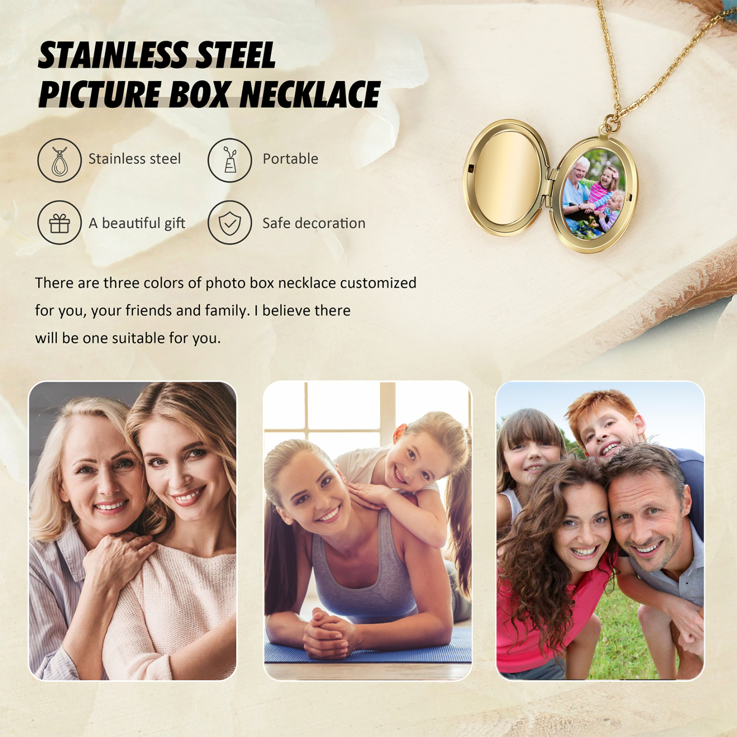 Personalised Birth Flower Locket Necklace, Custom 1 Photo  & 1 Name Pendant Gift for Grandma | Jessemade