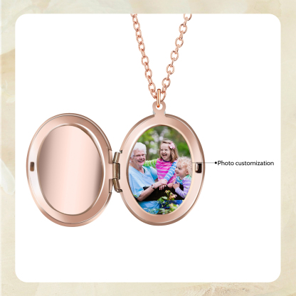 Personalised Birth Flower Locket Necklace, Custom 1 Photo  & 1 Name Pendant Gift for Grandma | Jessemade