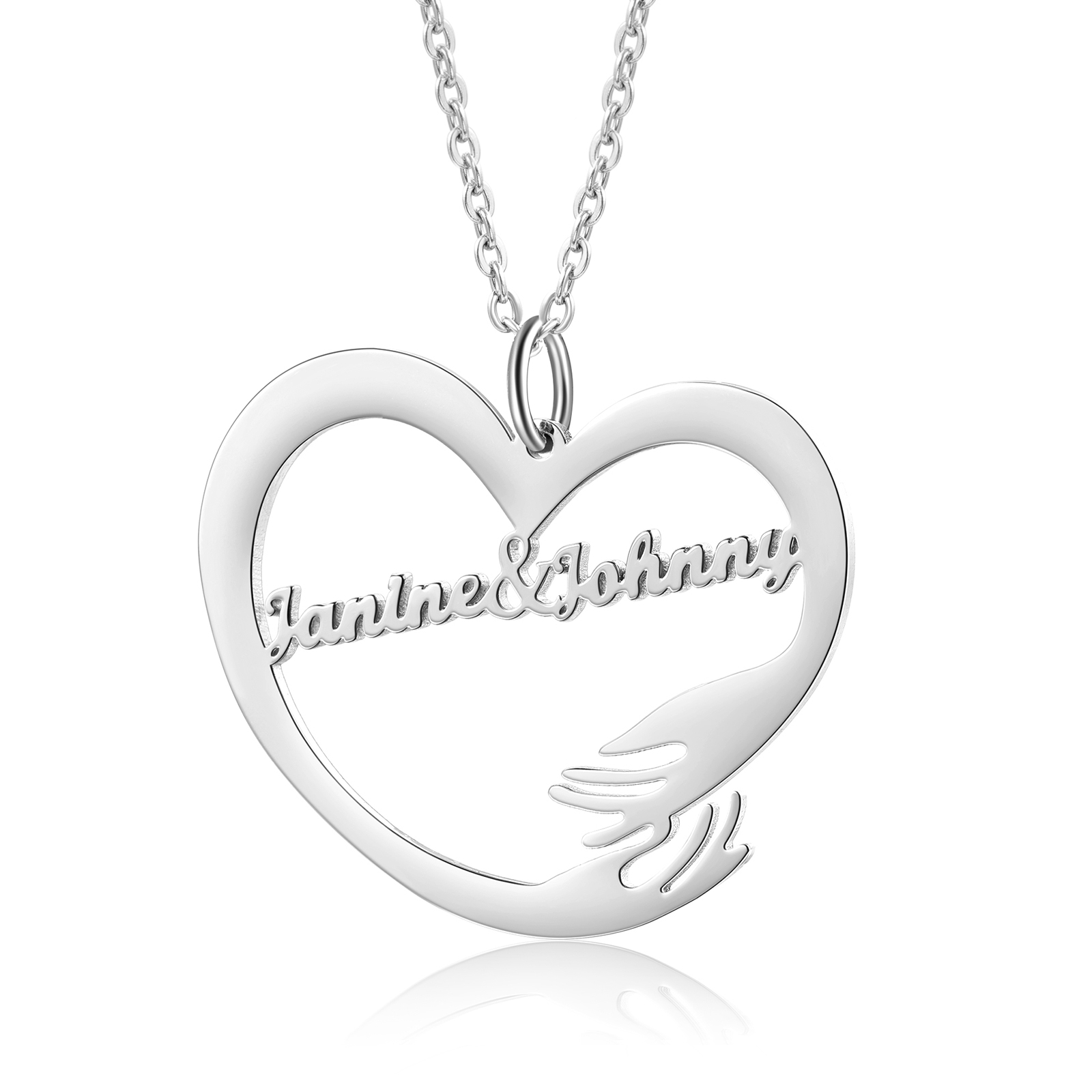 Personalized Heart Necklace, Customized 3 Names and 3 Birthstones Wome