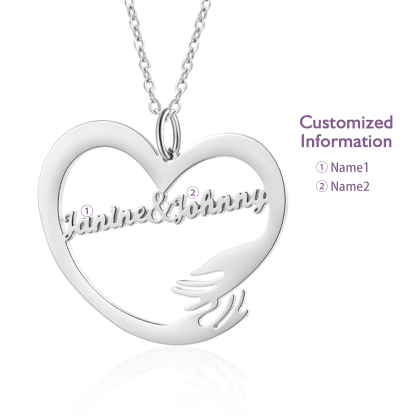 Personalised 2 Names Heart Name Necklace, Custom Women's Pendant Necklace Gift for Women | Jessemade