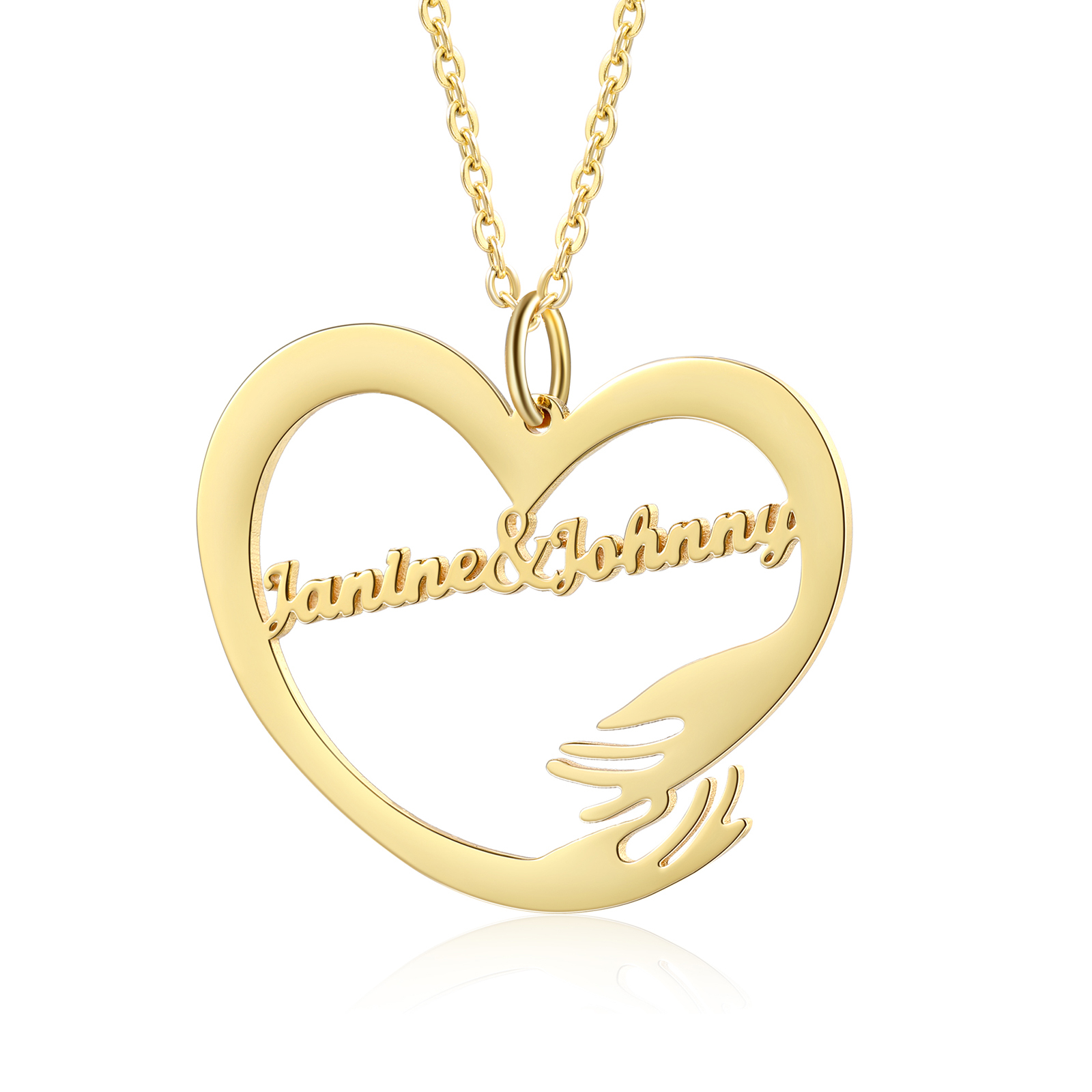 Personalised 2 Names Heart Name Necklace, Custom Women's Pendant Necklace Gift for Women | Jessemade