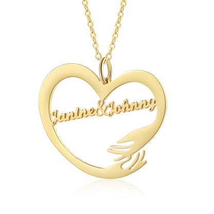 Personalised 2 Names Heart Name Necklace, Custom Women's Pendant Necklace Gift for Women | Jessemade