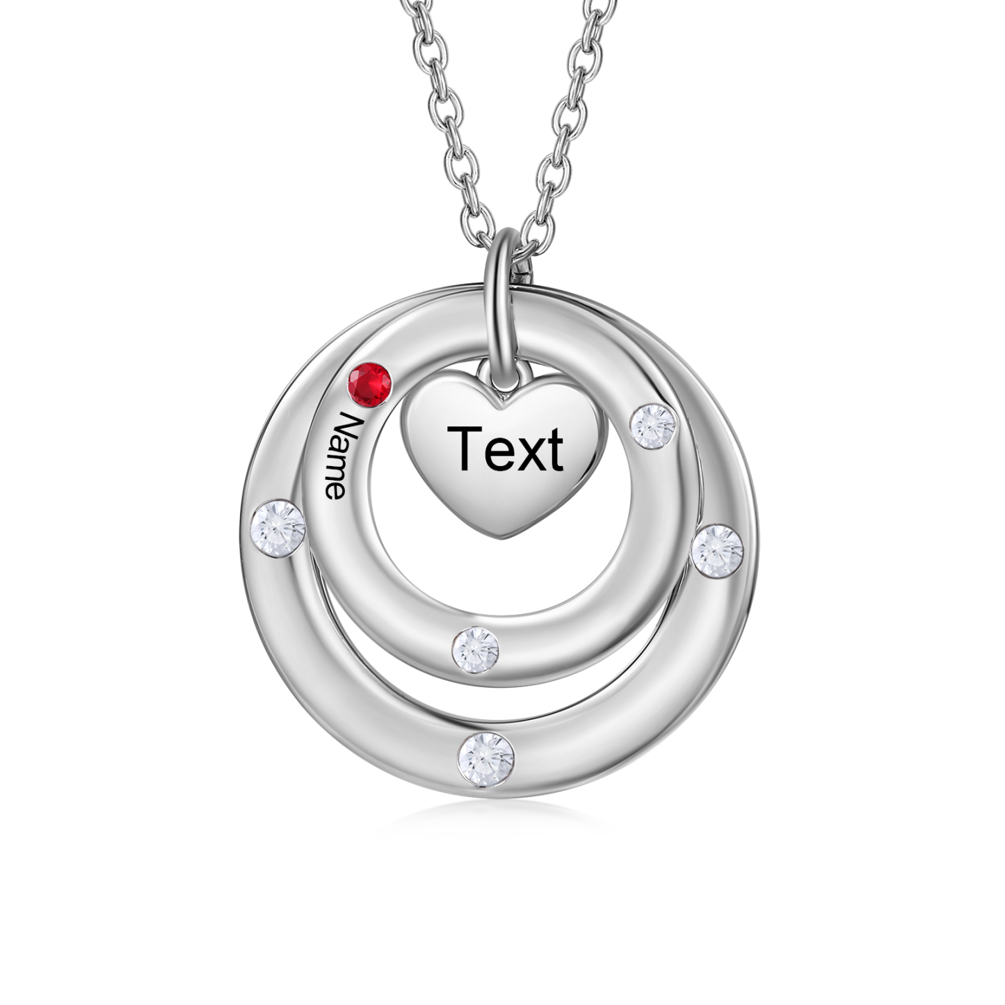 Personalised Women's Birthstone Necklace with 1-7 Names for Her