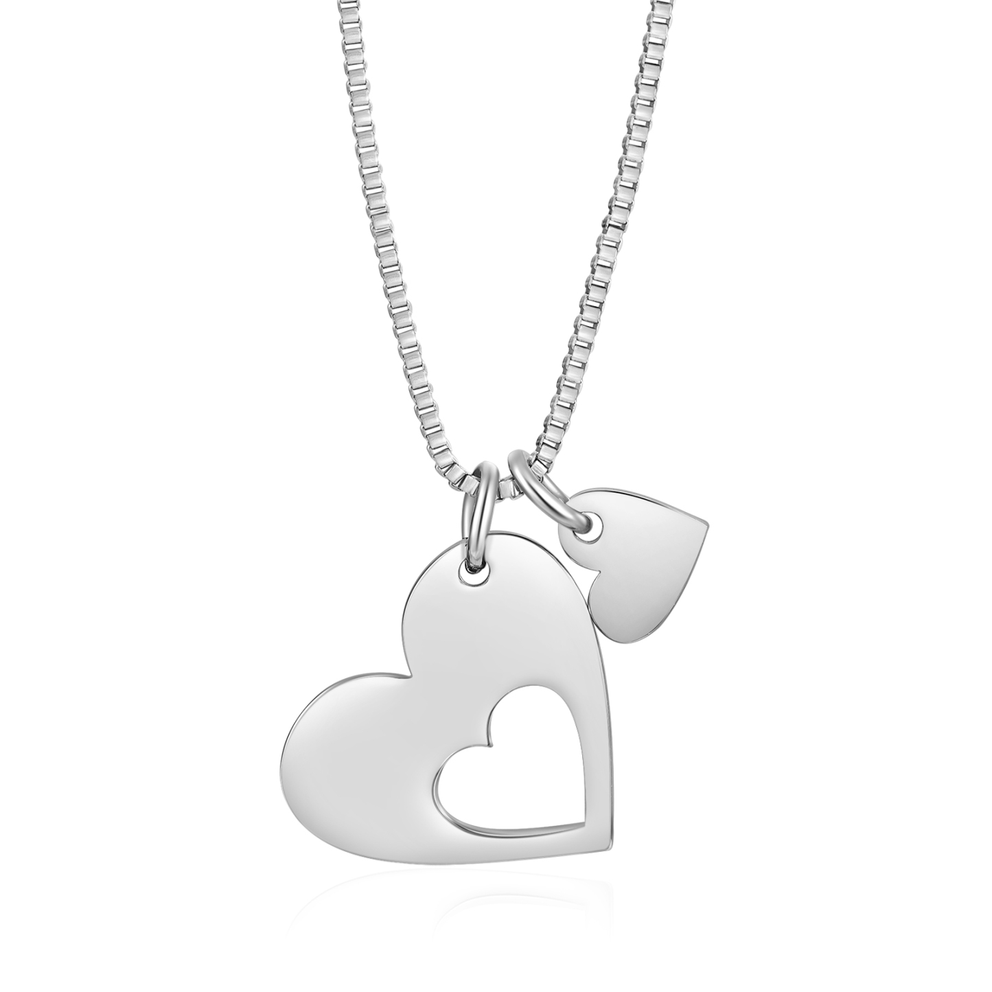 Personalised Heart Charm Necklace – Custom 2 Names Stainless Steel Necklace Gift for Her | Jessemade