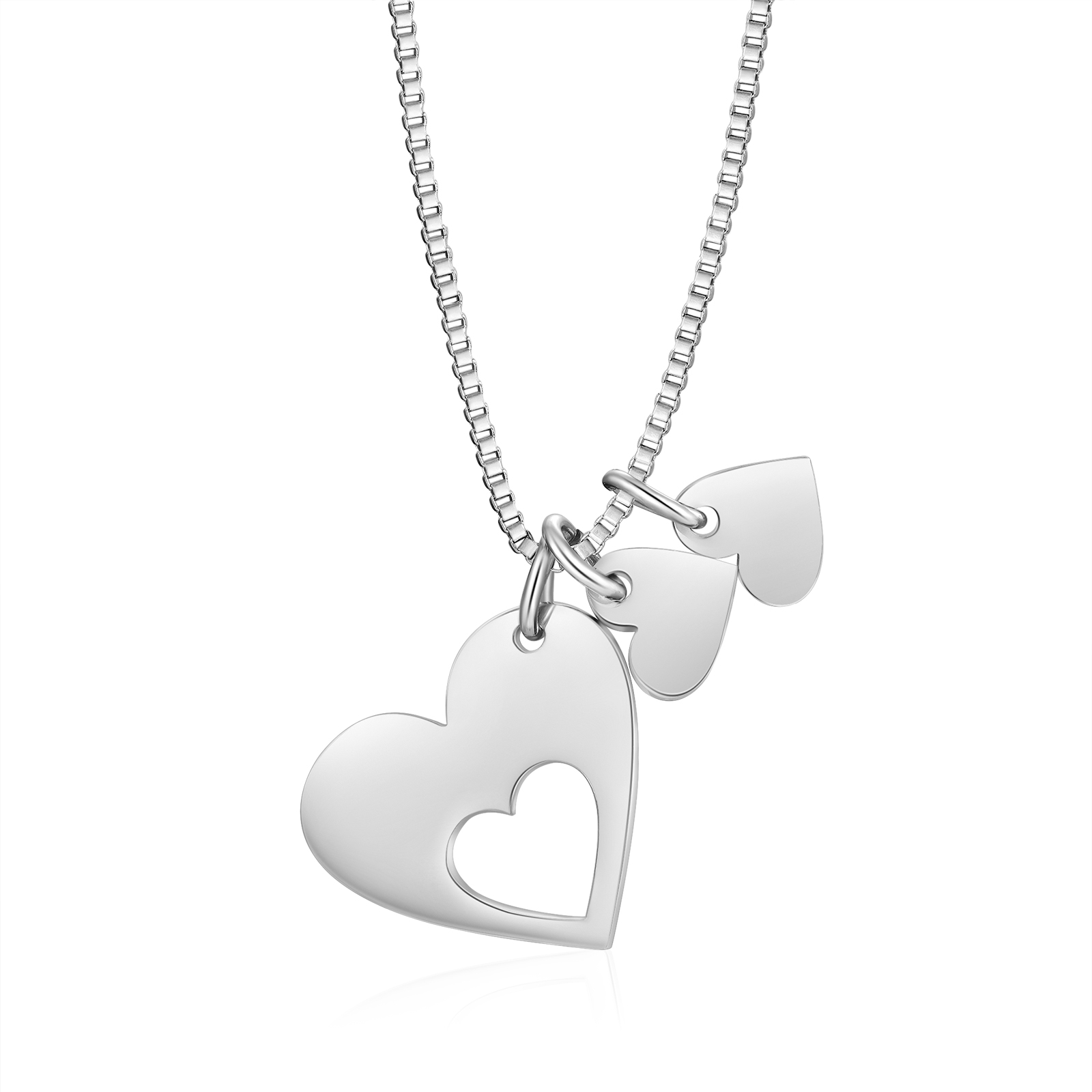 Personalised Heart Charm Necklace – Custom 3 Names Stainless Steel Necklace Gift for Her | Jessemade