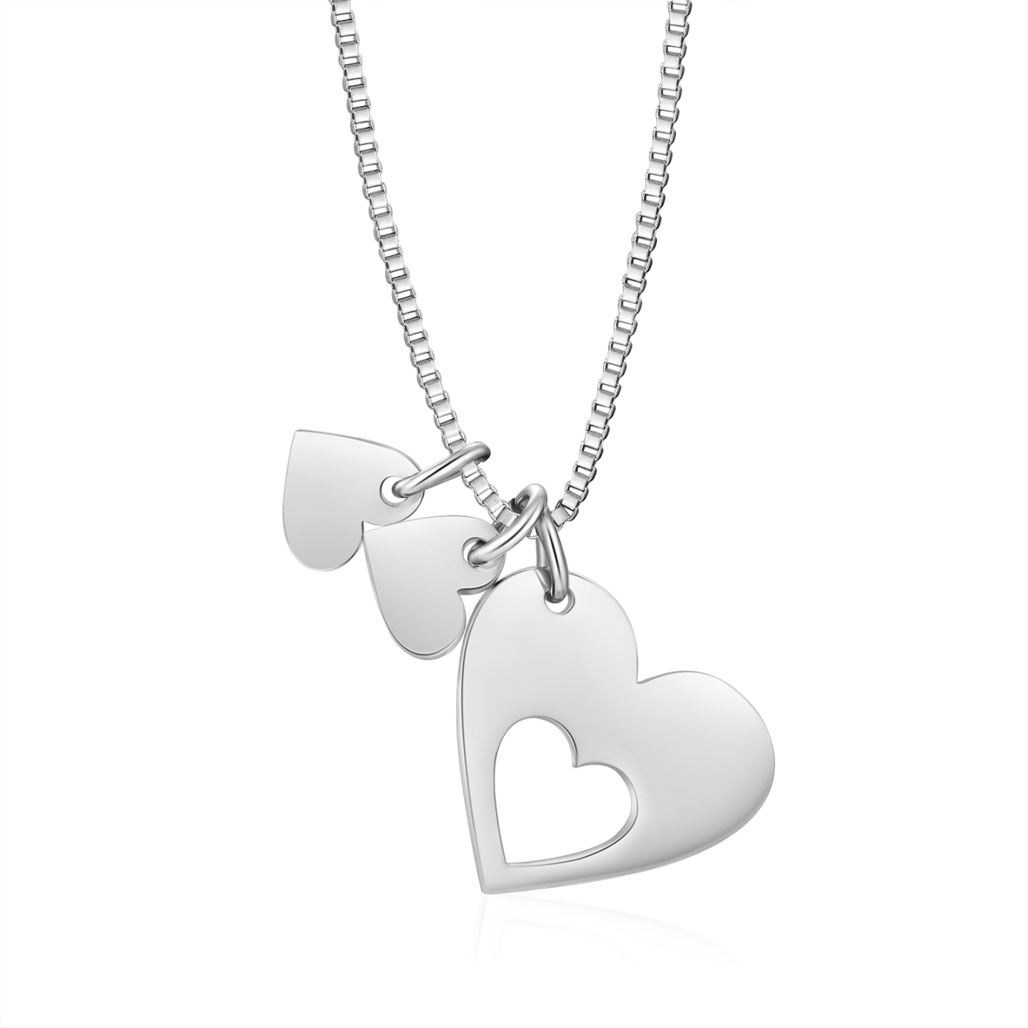 Personalised Heart Charm Necklace – Custom 3 Names Stainless Steel Necklace Gift for Her | Jessemade