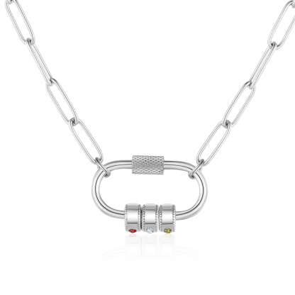 3 Names Personalised Birthstone Name Necklace – Custom Stainless Steel Chain with 3 Engraved Beads, Gold or Silver | Jessemade