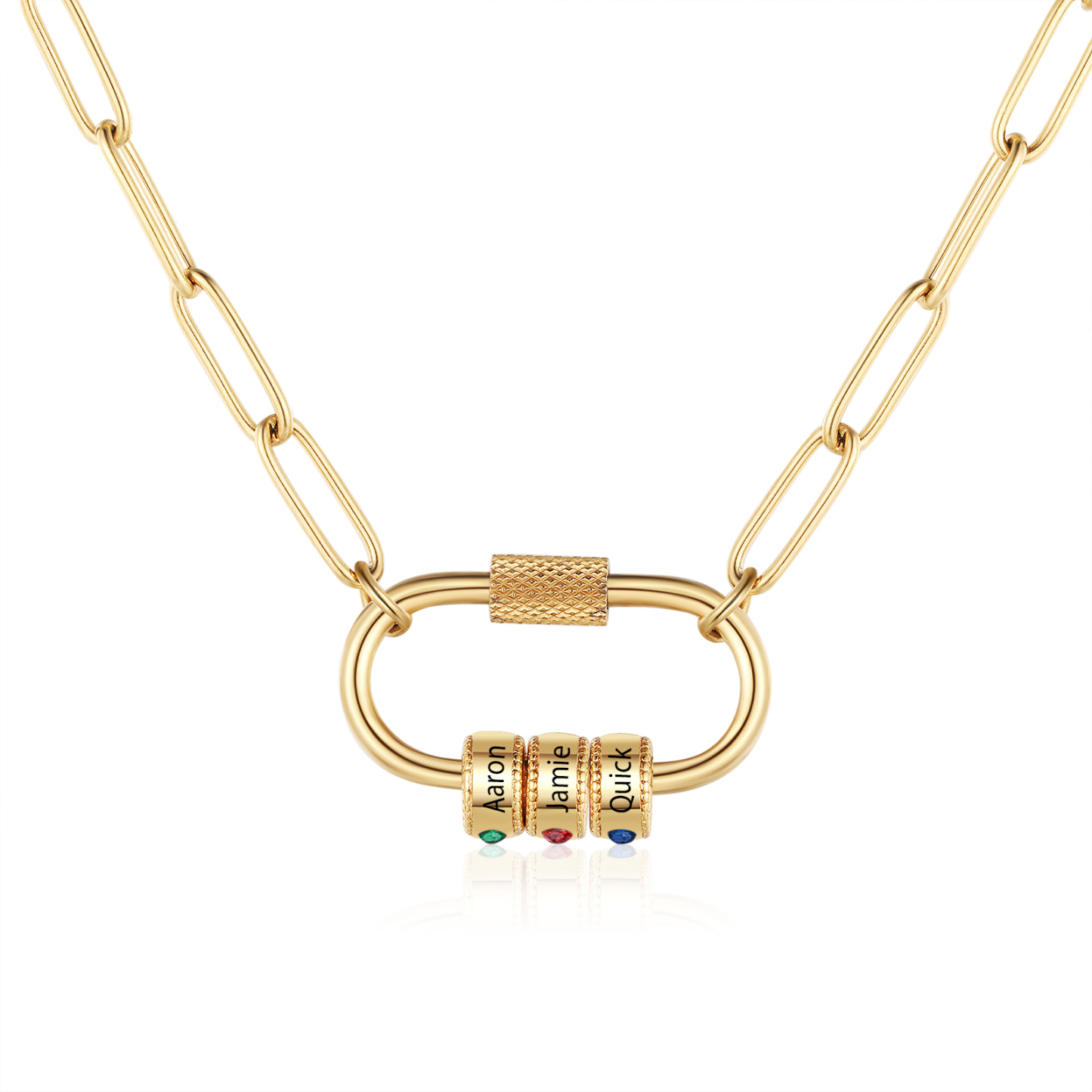 3 Names Personalised Birthstone Name Necklace – Custom Stainless Steel