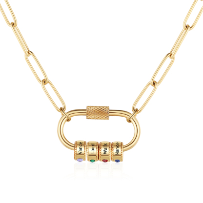 4 Names Personalised Birthstone Name Necklace – Custom Stainless Steel