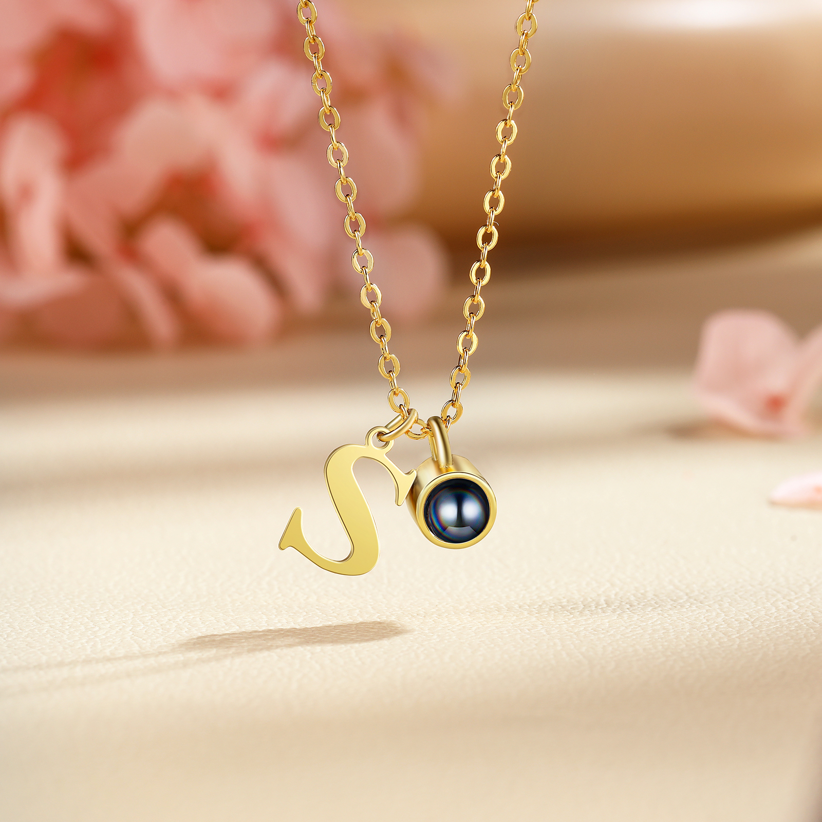 Personalised Initial & Photo Projection Necklace