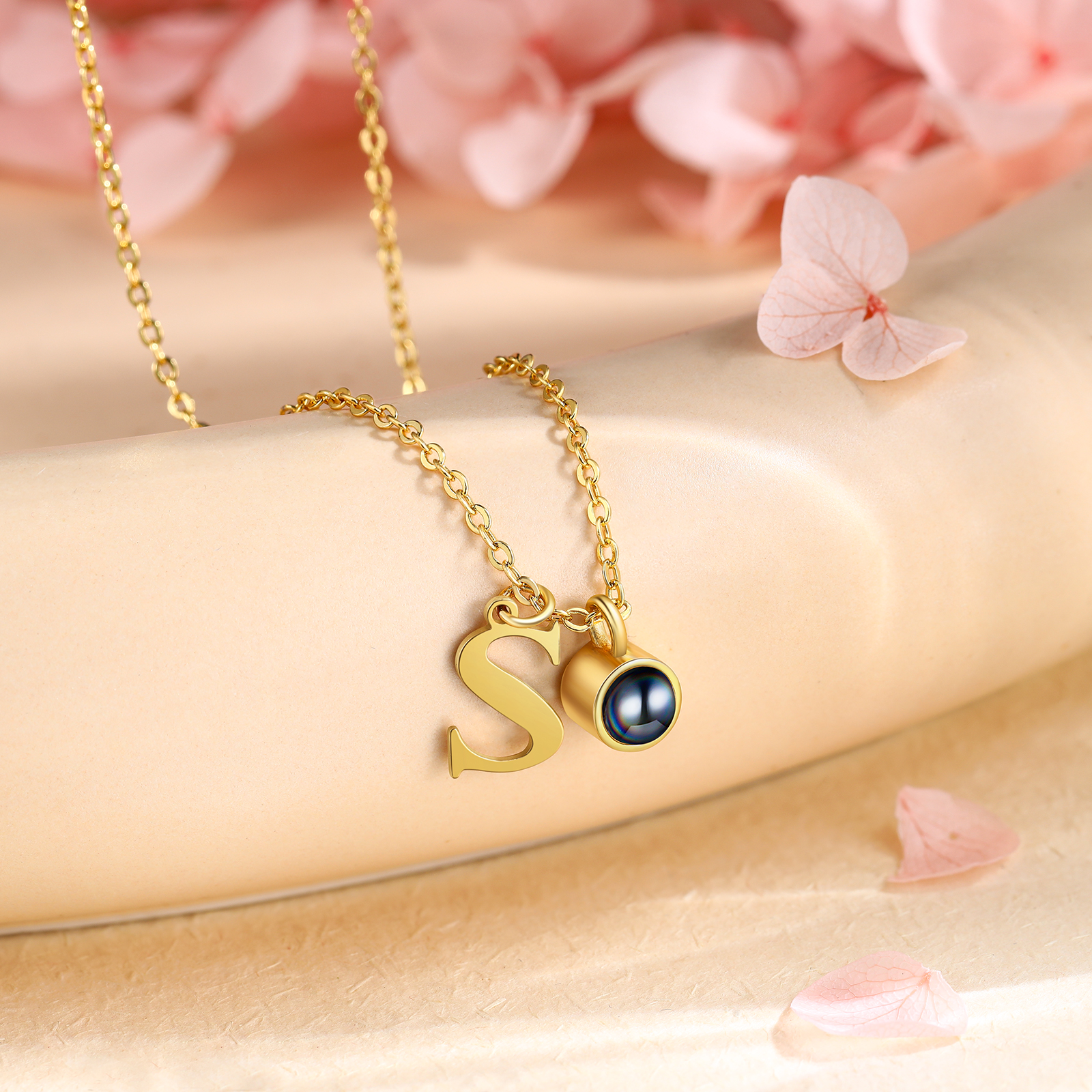 Personalised Initial & Photo Projection Necklace
