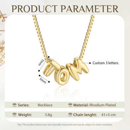 Personalised Gold Letter Necklace – Custom Name Pendant Gift for Family or Friends | Jessemade