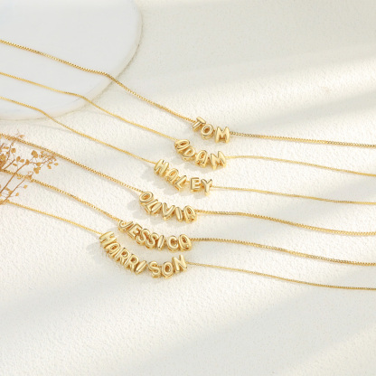 Personalised Gold 6 Letters Necklace – Custom Name Pendant Gift for Family or Friends | Jessemade