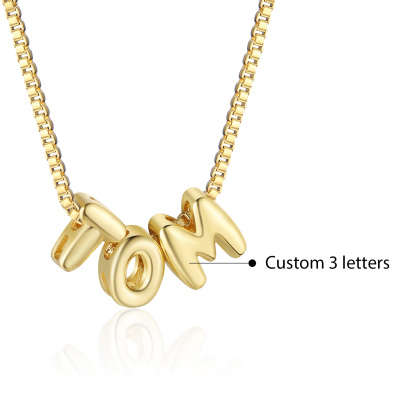 Personalised Gold Letter Necklace – Custom Name Pendant Gift for Family or Friends | Jessemade