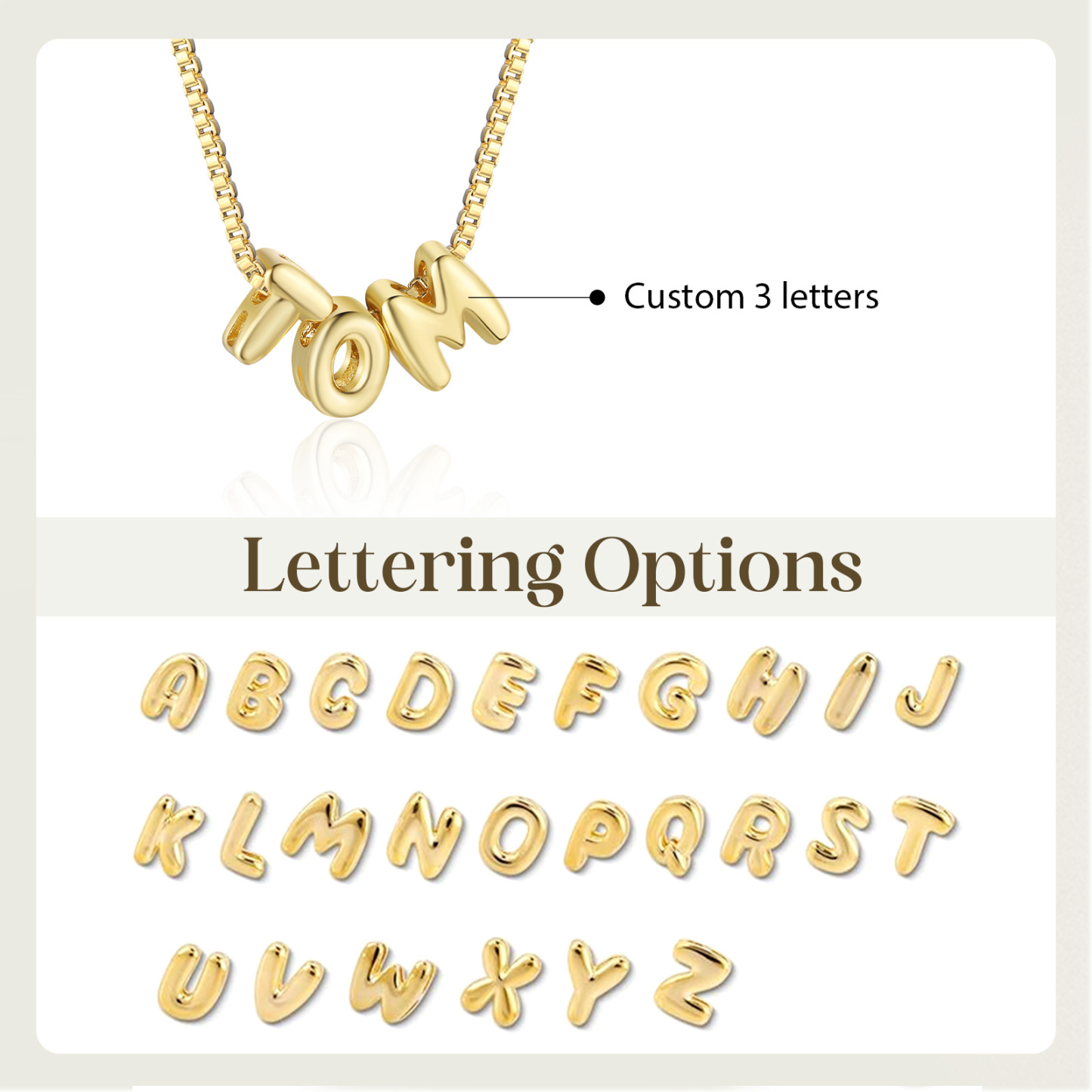 Personalised Gold Letter Necklace – Custom Name Pendant Gift for Family or Friends | Jessemade