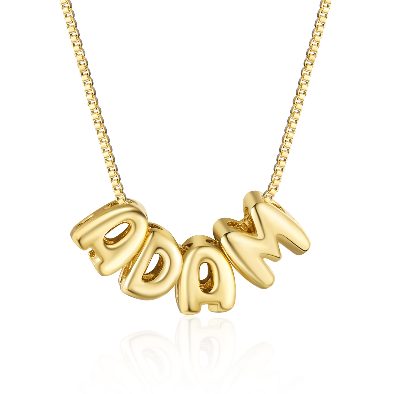 Personalised Gold 4 Letters Necklace – Custom Name Pendant Gift for Fa