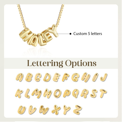 Personalised Gold 5 Letters Necklace – Custom Name Pendant Gift for Family or Friends | Jessemade