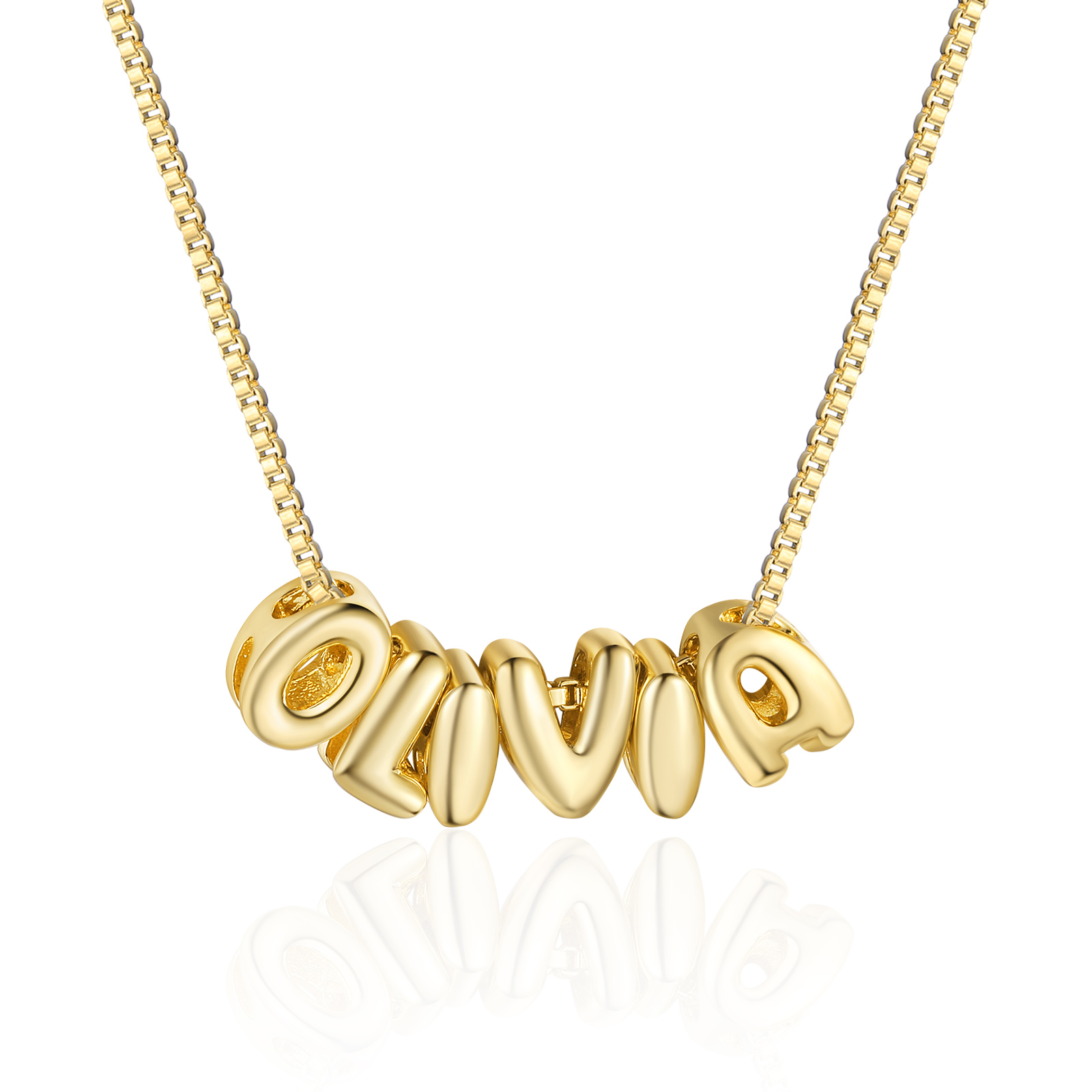 Personalised Gold 6 Letters Necklace – Custom Name Pendant Gift for Fa