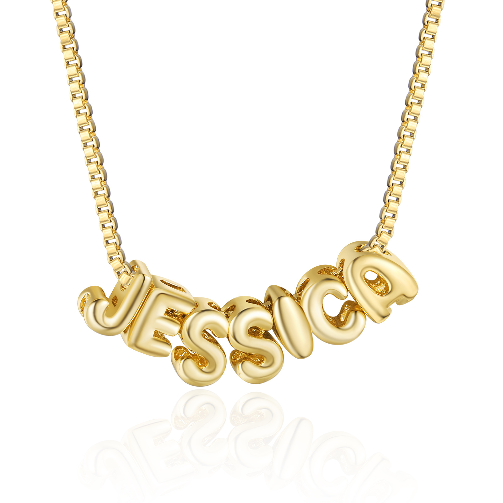 Personalised Gold 7 Letters Necklace – Custom Name Pendant Gift for Fa