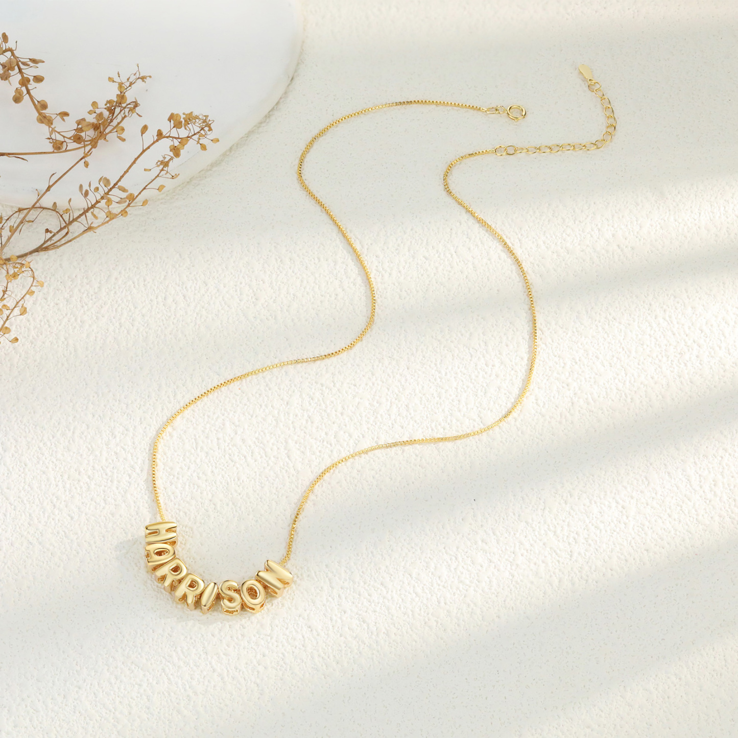 Personalised Gold 8 Letters Necklace – Custom Name Pendant Gift for Family or Friends | Jessemade