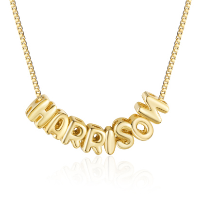 Personalised Gold 8 Letters Necklace – Custom Name Pendant Gift for Fa