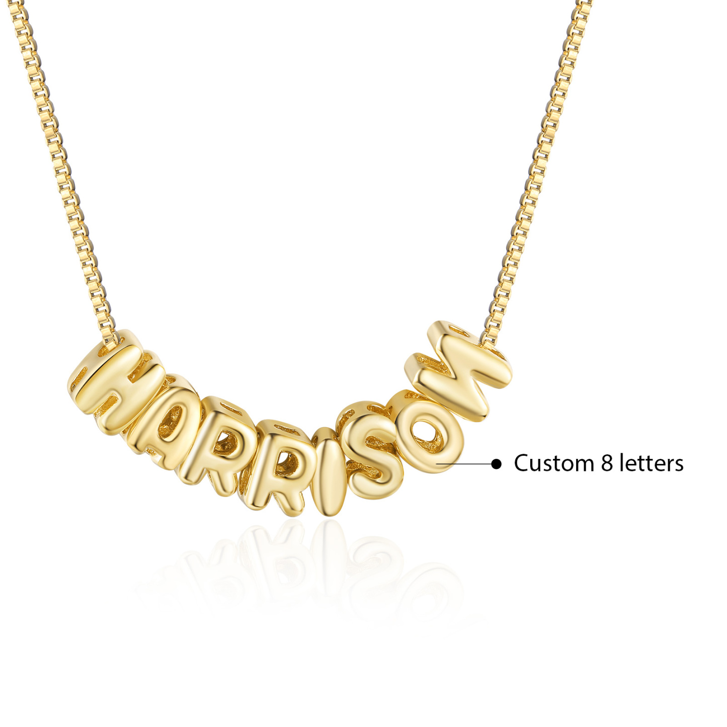 Personalised Gold 8 Letters Necklace – Custom Name Pendant Gift for Family or Friends | Jessemade
