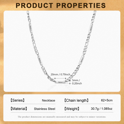 Custom 5 Names Necklace for Men – Personalised Stainless Steel Chain, Daily Wear Gift for Him | Jessemade