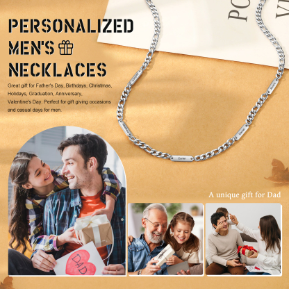 Custom 5 Names Necklace for Men – Personalised Stainless Steel Chain, Daily Wear Gift for Him | Jessemade