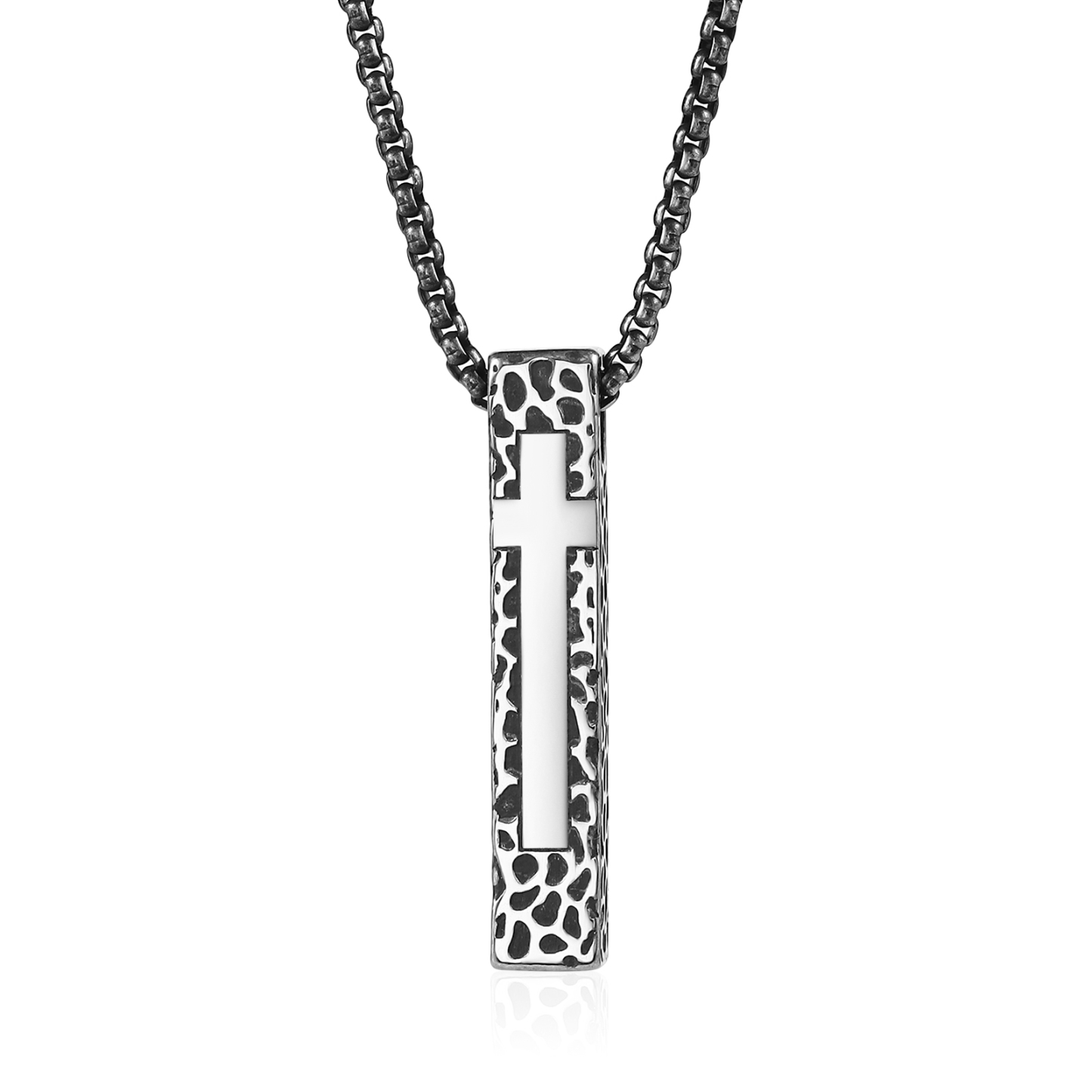 Personalised Stainless Steel Cross Pendant Necklace with 1 Text - Custom Gift for Him | Jessemade