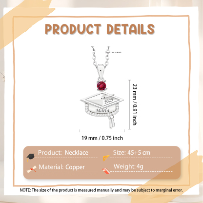 Personalised Graduation Necklace with Name & Birthstone - Graduation Box Set Gift | Jessemade