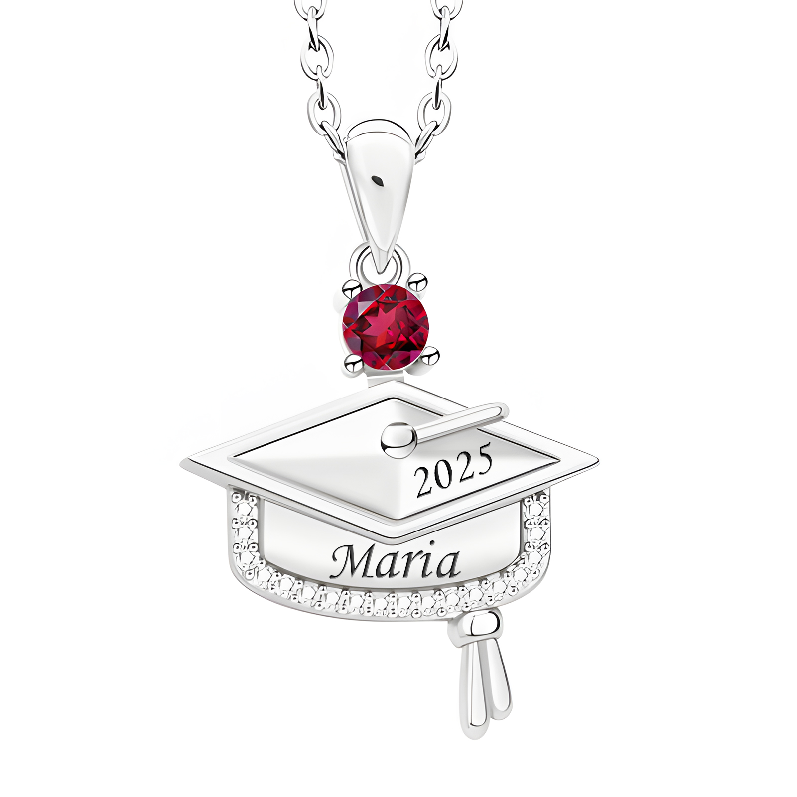 Personalised Graduation Necklace with Name & Birthstone - Graduation Box Set Gift | Jessemade