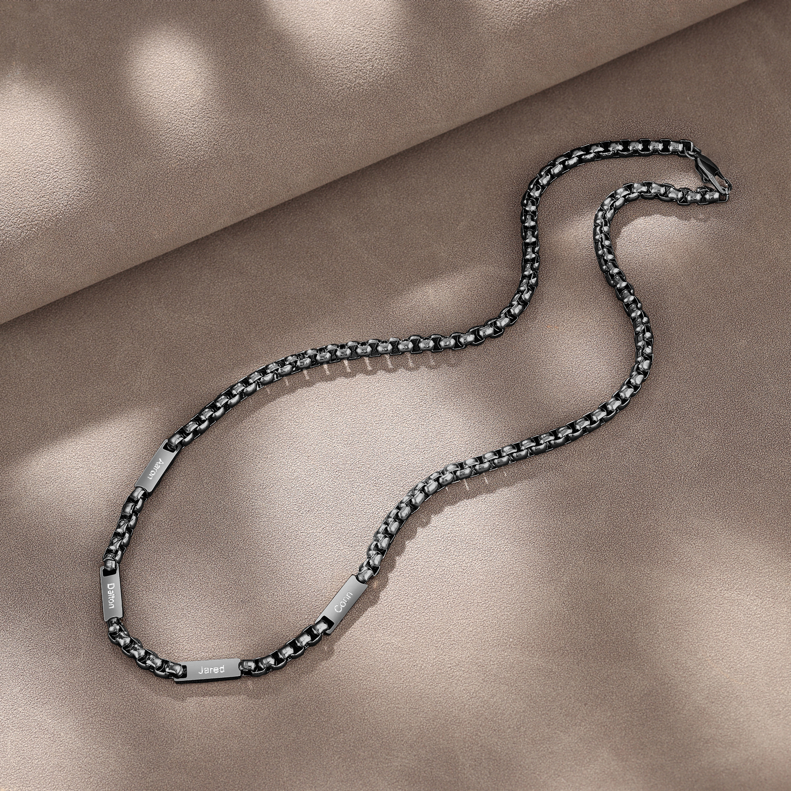 4 Names Personalised Father’s Day Necklace – Custom Engraved Chain for Dad | Jessemade