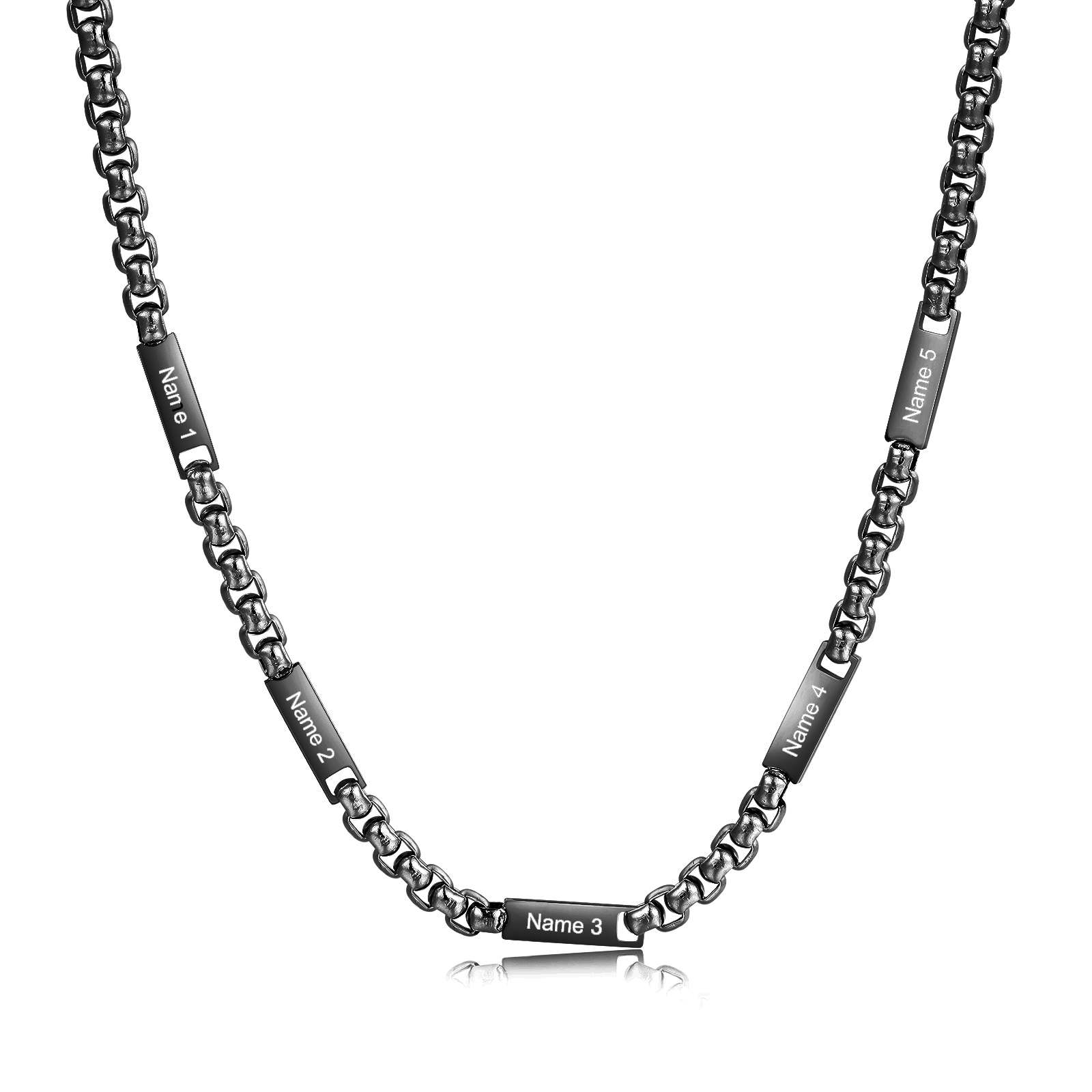 Personalised 1-5 Names Cuban Link Chain Mens Necklace