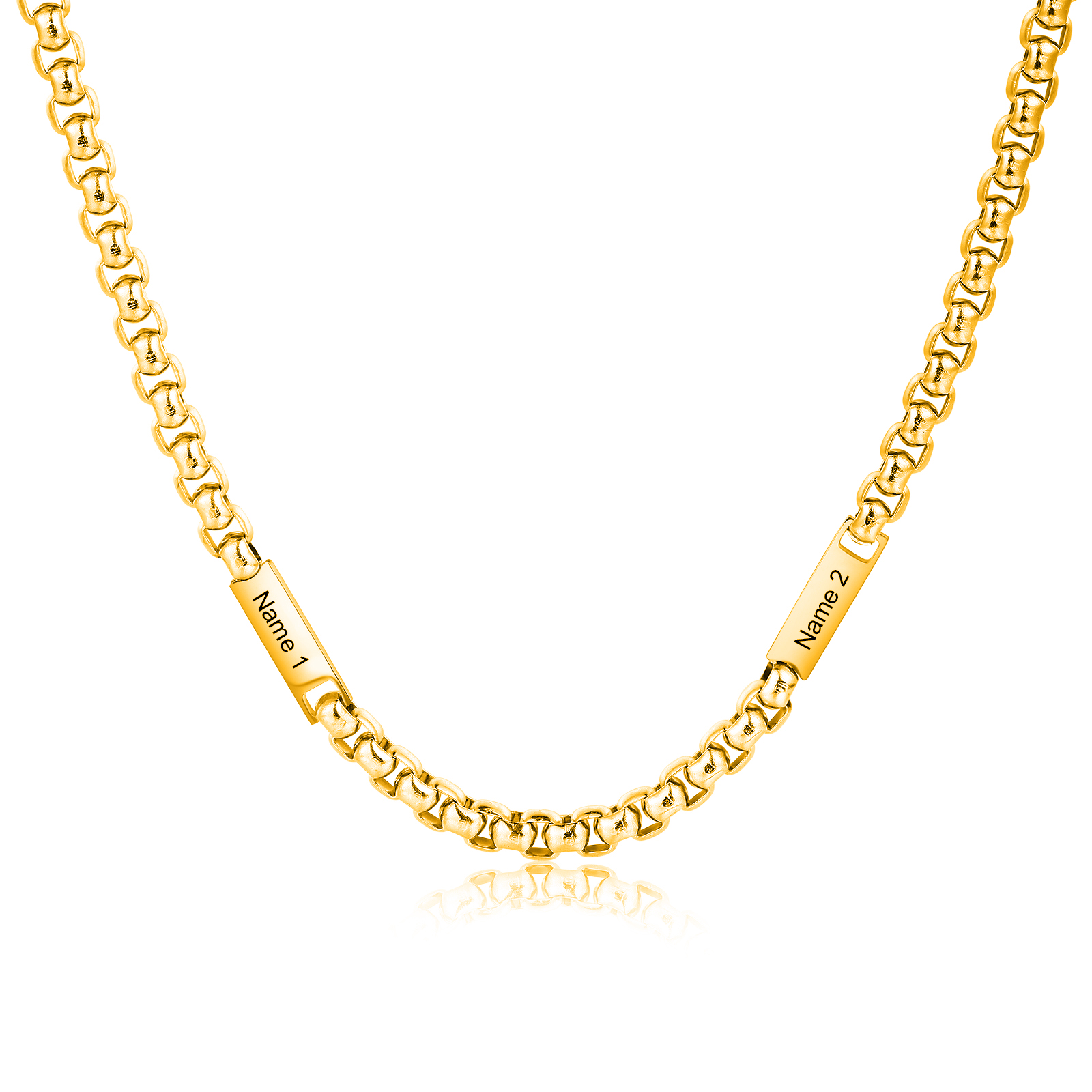 Personalised 1-5 Names Cuban Link Chain Mens Necklace