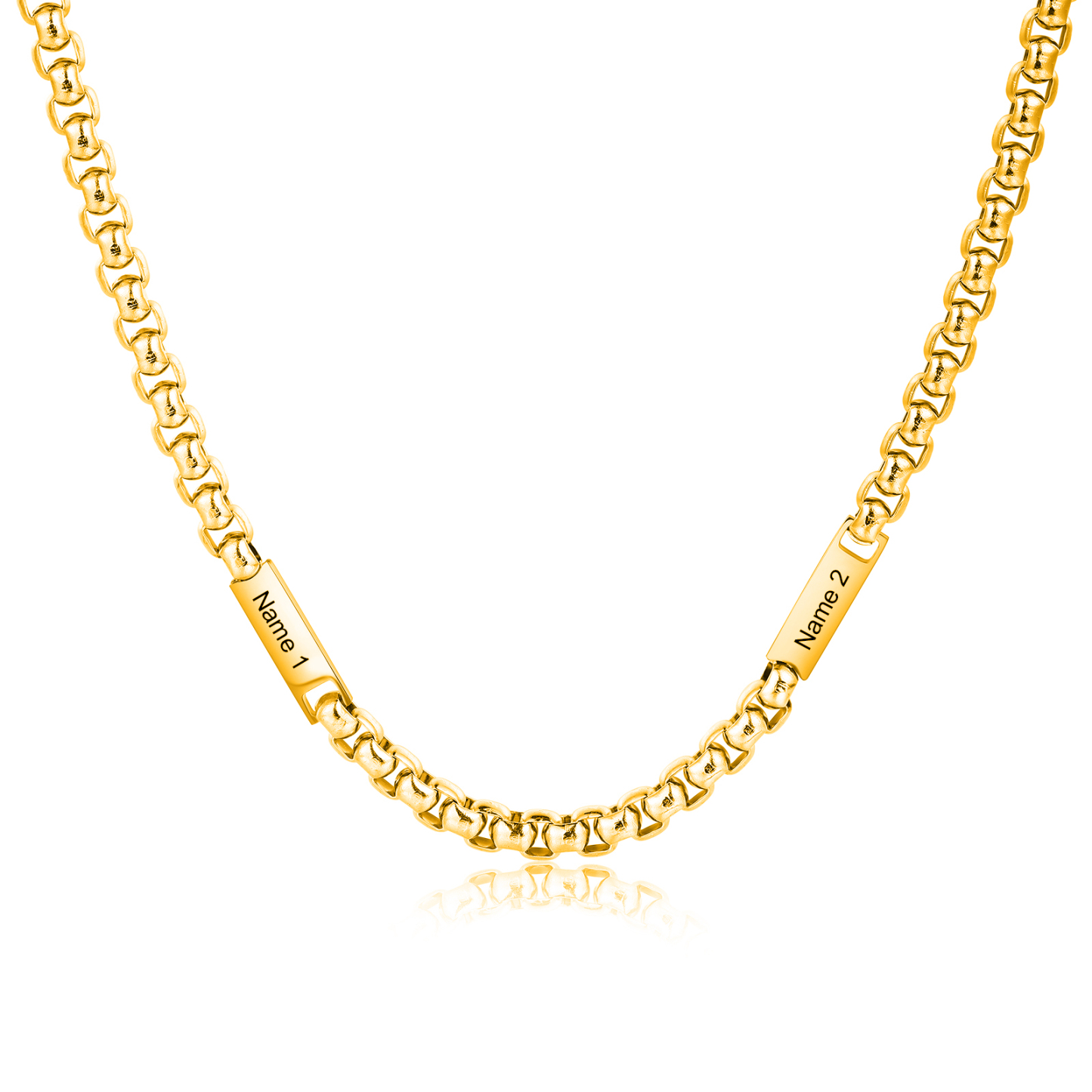 Personalised 1-5 Names Cuban Link Chain Mens Necklace