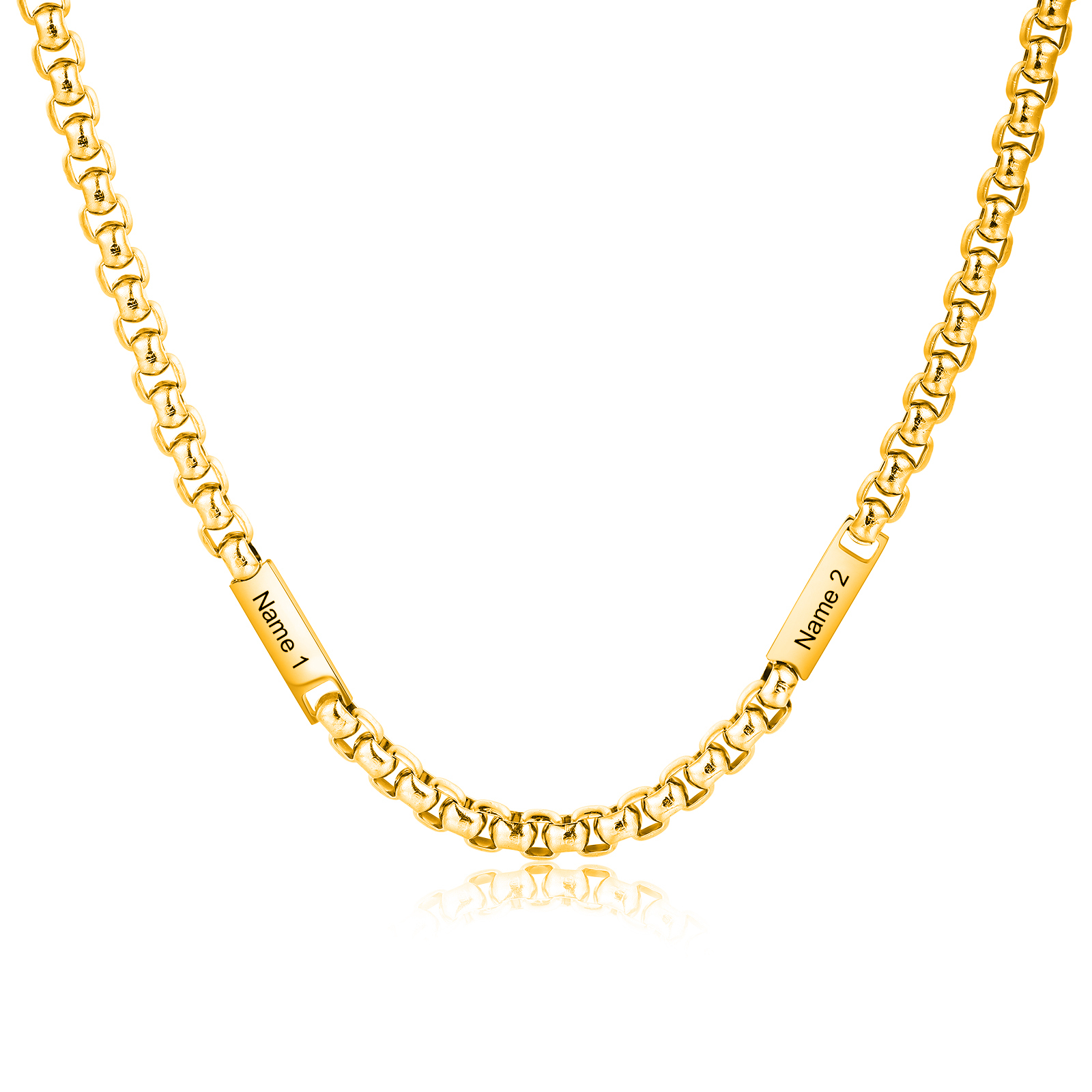 Personalised 1-5 Names Cuban Link Chain Mens Necklace