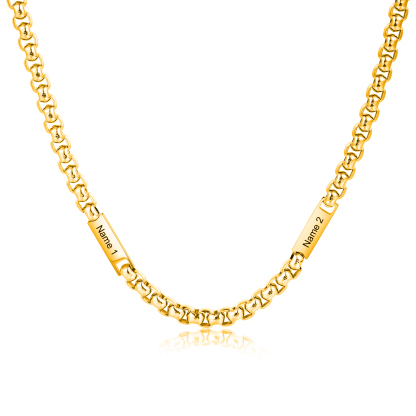 Personalised 1-5 Names Cuban Link Chain Mens Necklace