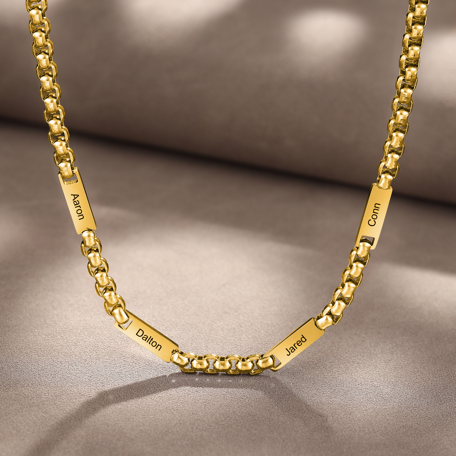 4 Names Personalised Father’s Day Necklace – Custom Engraved Chain for Dad | Jessemade