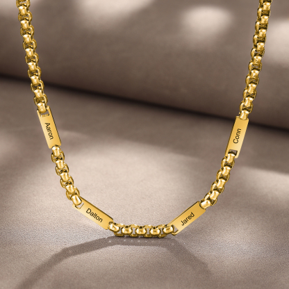 4 Names Personalised Father’s Day Necklace – Custom Engraved Chain for Dad | Jessemade