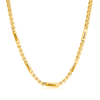 Personalised 1-5 Names Cuban Link Chain Mens Necklace | Jessemade