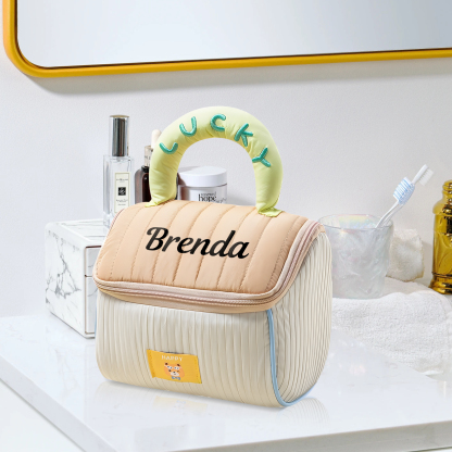 Personalised Makeup Bag with Custom Name and Soft Handle | Jessemade