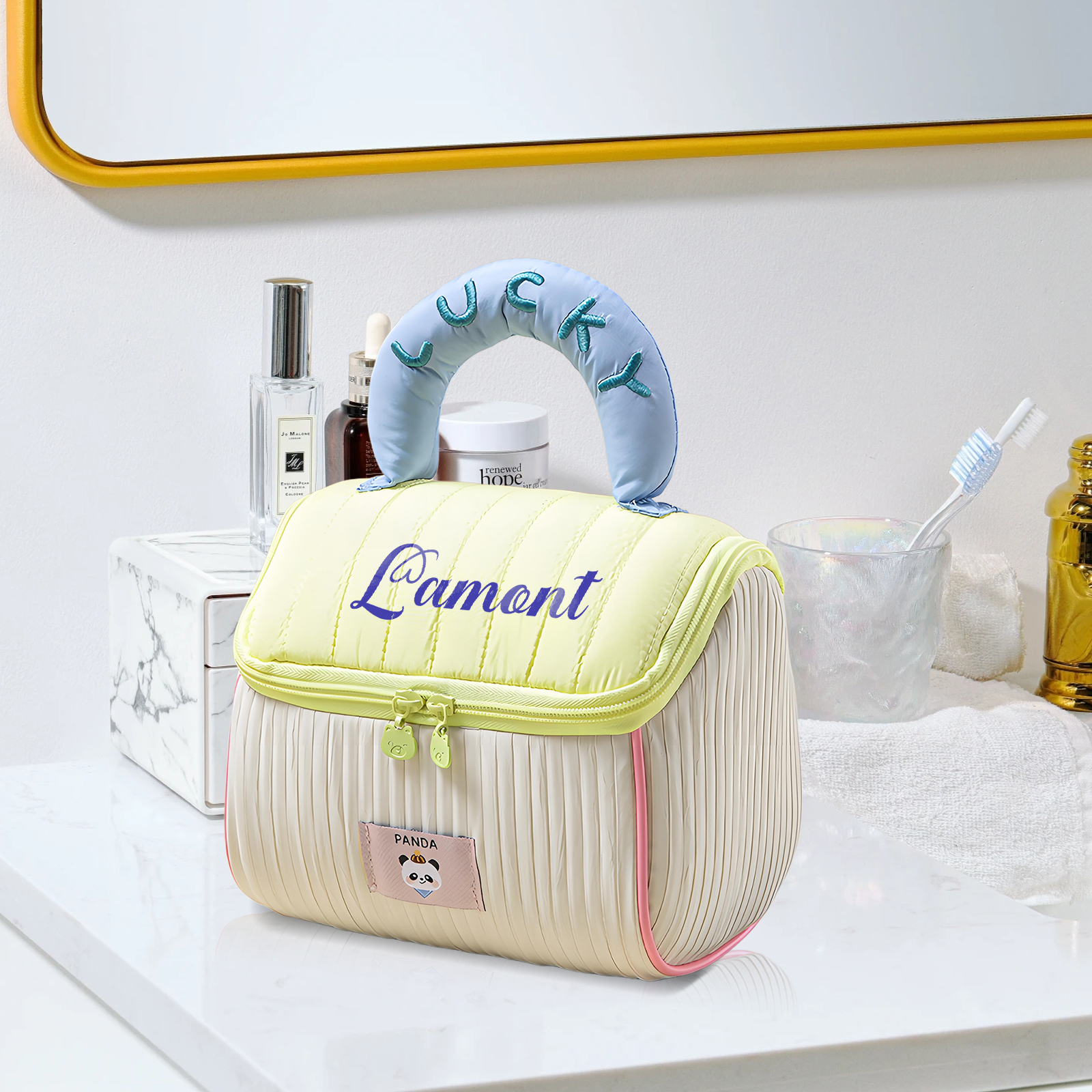 Personalised Makeup Bag with Custom Name and Soft Handle | Jessemade